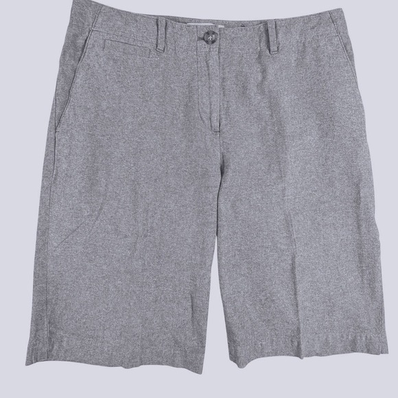 Talbots Pants - Talbots Womens Light Blue Chambray Cotton Bermuda Shorts Size 8 Coastal Beach